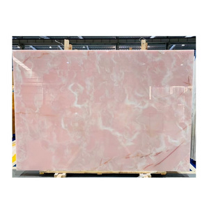 Pink marble onyx big slabs polished for wall floor