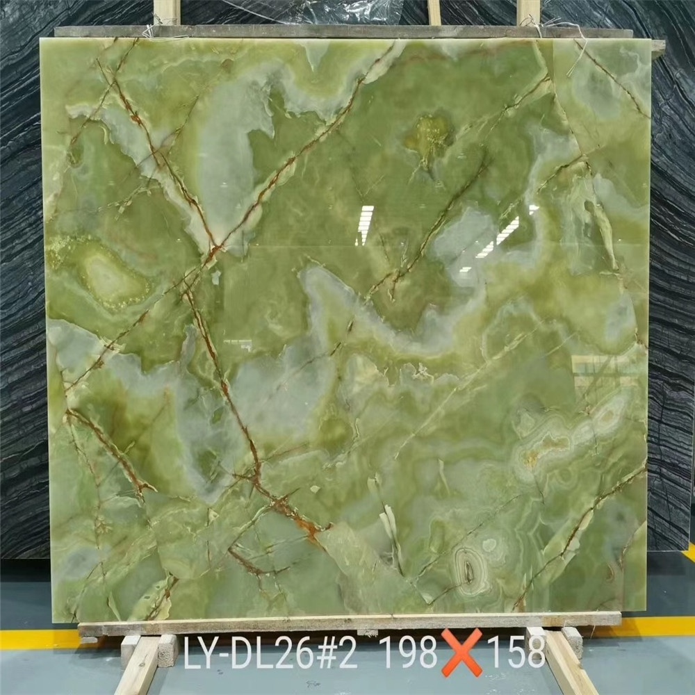 Premium products light and dark green onyx marble polished slabs with competitive rate