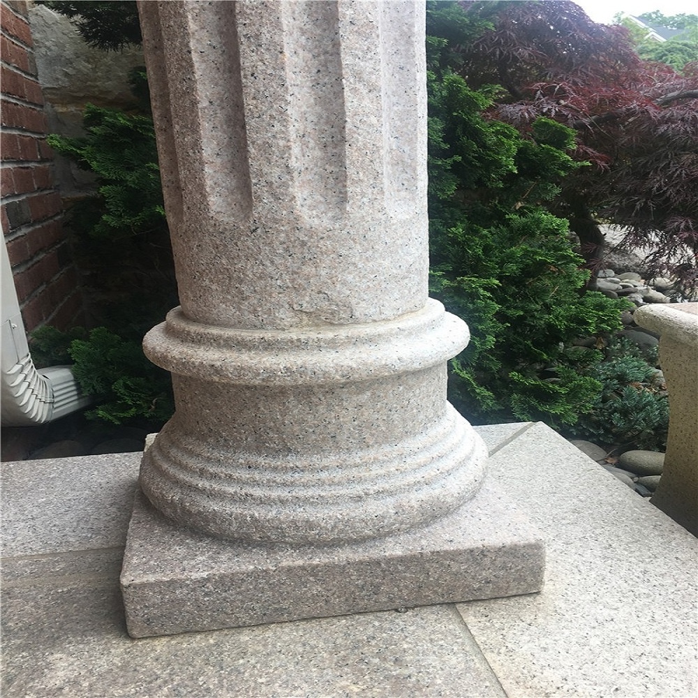 Natural granite gate roman pillar designs with grey pink red stone color