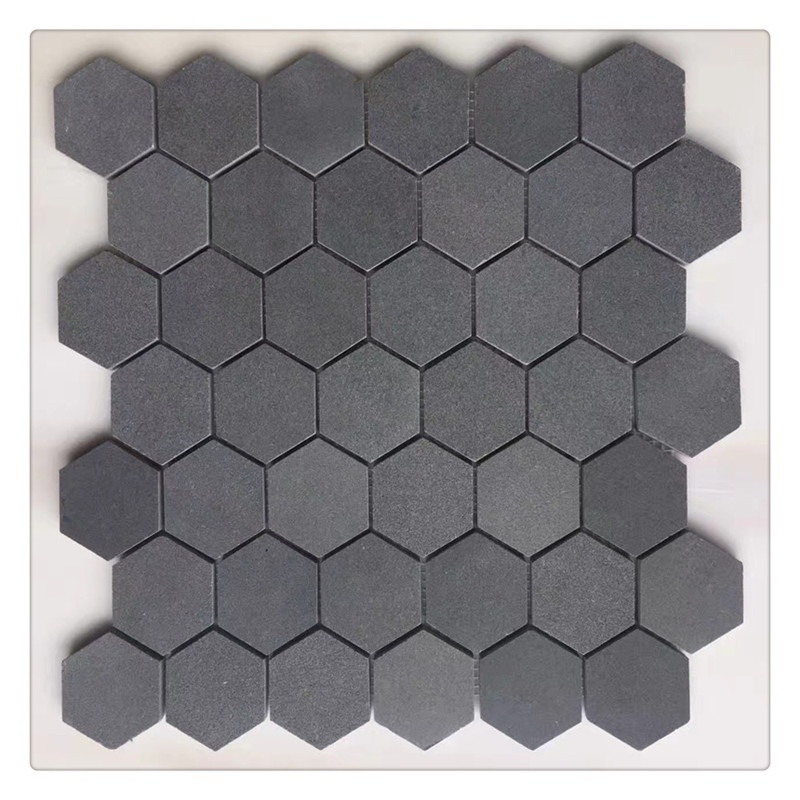 Exterior wall and floor tiles grey granite hexagon mosaic