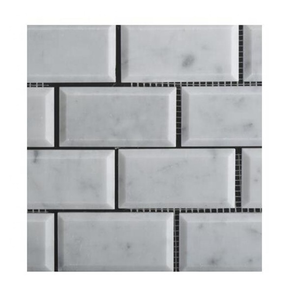 Tumbled marble brick pattern mosaic Carrara white marble tiles