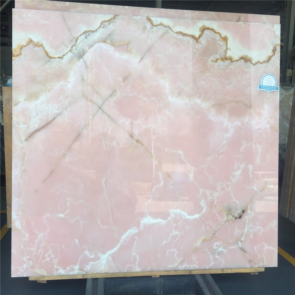 Pink marble onyx big slabs polished for wall floor