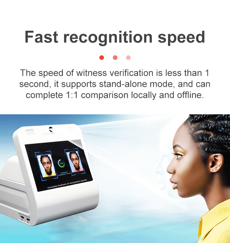 ID face reader and ID documents Face Scanner for Universities help students to check in use biometric face reader