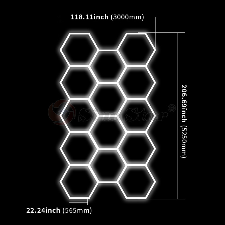 STC202 3M*5.25M Customer easy to install Good use for Beauty salon garage lighting led ceiling hexagon/Honeycomb lights