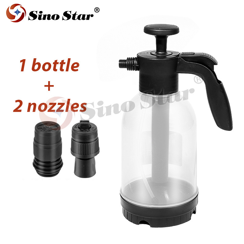 2L Hand Pump Foam Sprayer with 2 Types of Nozzle Hand Pneumatic Foam Cannon Snow Foam Car Wash Spray Bottle Car Window Cleaning