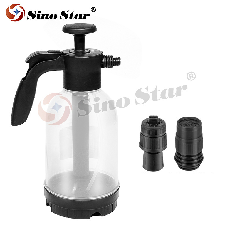 2L Hand Pump Foam Sprayer with 2 Types of Nozzle Hand Pneumatic Foam Cannon Snow Foam Car Wash Spray Bottle Car Window Cleaning