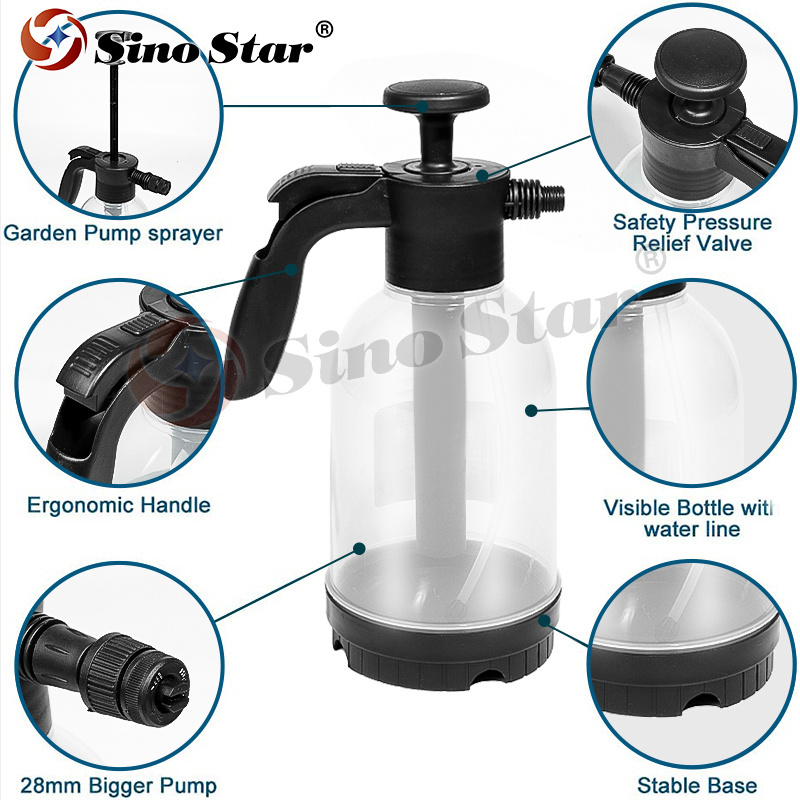 2L Hand Pump Foam Sprayer with 2 Types of Nozzle Hand Pneumatic Foam Cannon Snow Foam Car Wash Spray Bottle Car Window Cleaning