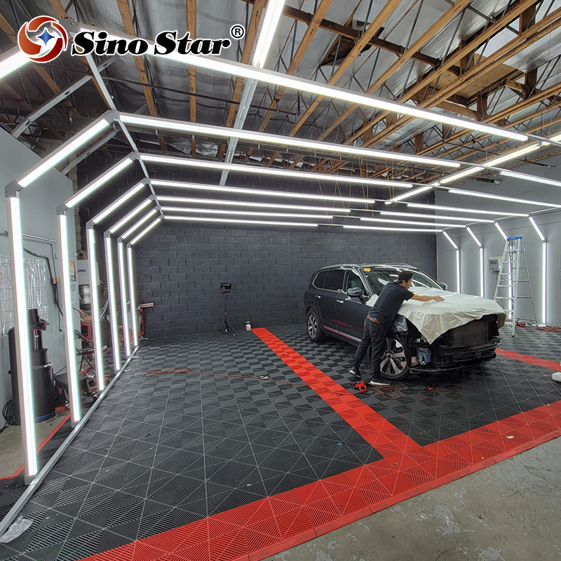 Garage Hexagrid Interior Inspection Auto Car Tunnel Detailing Lights Hand Work Led Linear Hexagon Ceiling Detailing Light