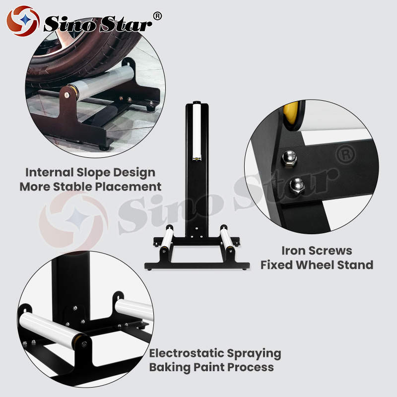 Black Car Rolling Wheel Detailing Wheel Stand metal Tire Roller Stand for Washing Car Wheels Stand Detailing SP00343