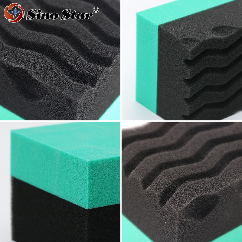 Car Detailing Sponge Green Wave Durafoam Contoured Large Tire Dressing Applicator Pad For Tire Waxing And Crystal SP00117