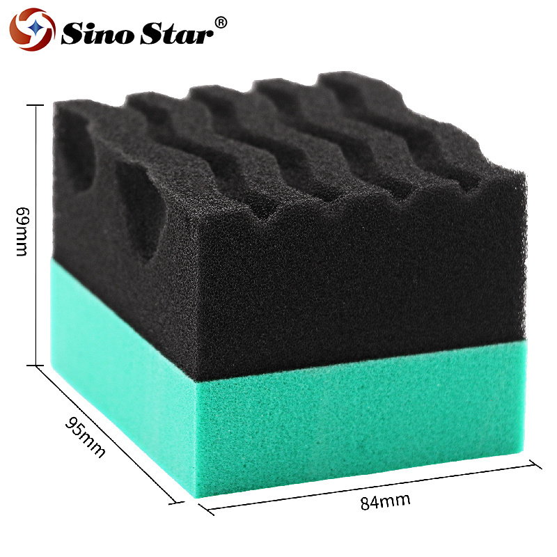 Car Detailing Sponge Green Wave Durafoam Contoured Large Tire Dressing Applicator Pad For Tire Waxing And Crystal SP00117