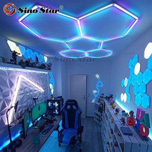 RGB LED Hexagon Lights with Vibrant Color Changing Hex LED light Connect Plug Night Light Gaming Room Decoration Honeycomb Lamp