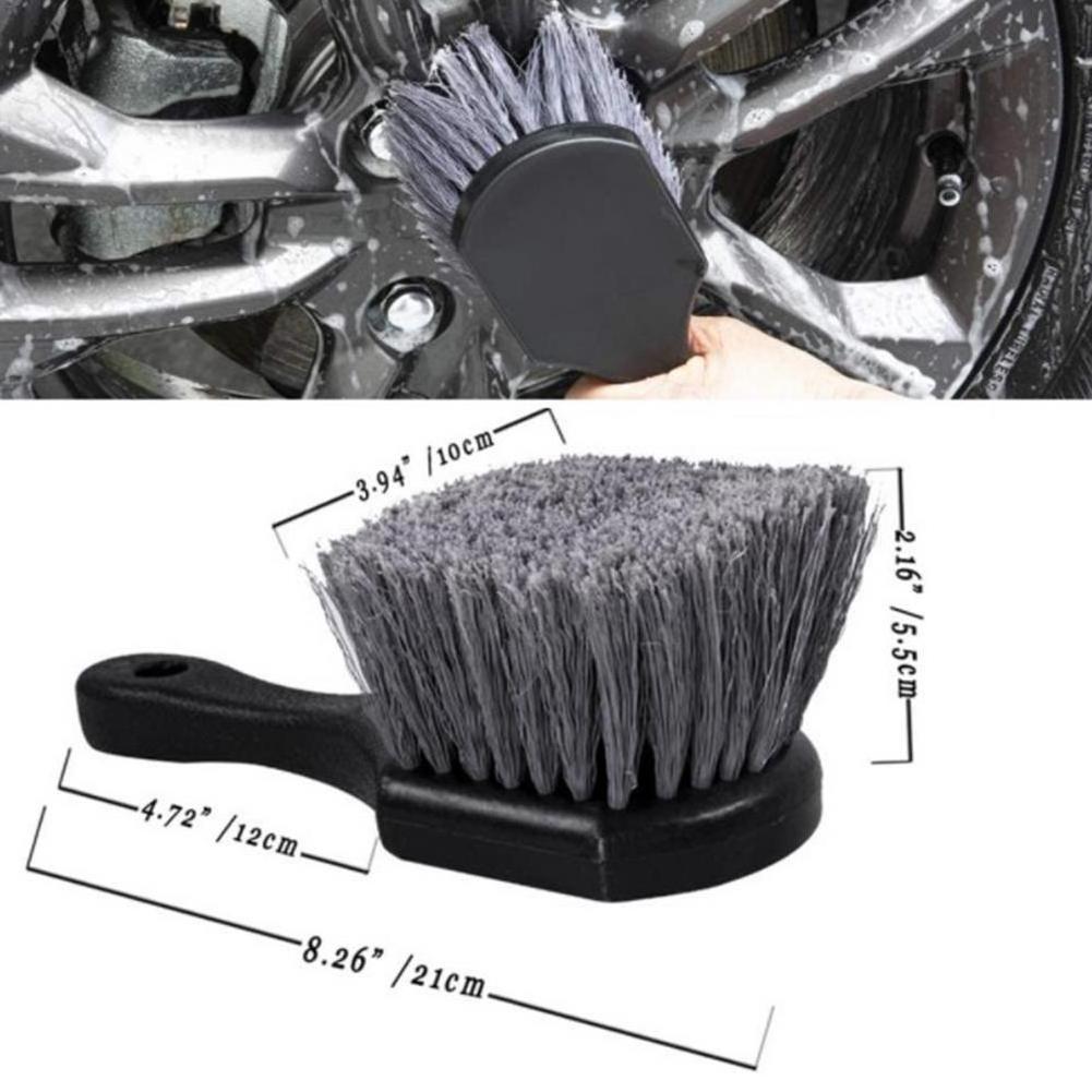 LKGJ35 1PCS Car Wheel Wash Brush Long Soft Bristle Tire Rim Cleaning Brush With Handle For Engine Exhaust Tips Grills Motorcycle