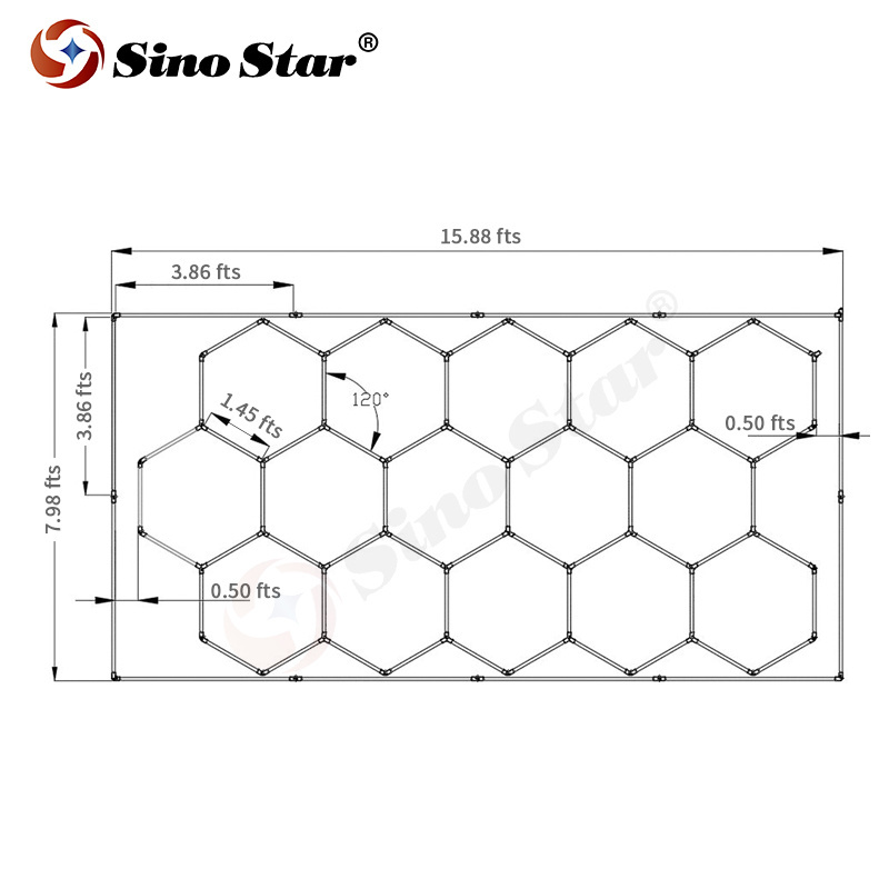 Sino star Factory direct sale the hive design hexagon LED light/garage led light/hexagonal grid led light for car care workshop