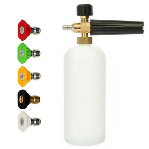 Foam Cannon for Pressure Washer Car Wash Foam Gun Kit M22-14mm and Quick Inlet Connector with Quick Connector 5PCS Nozzle Tips