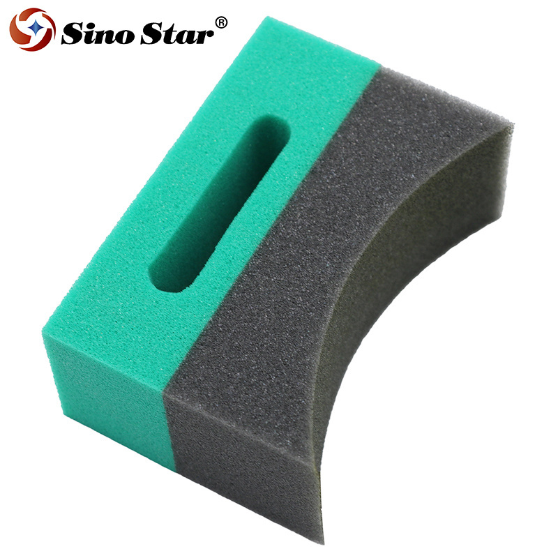 U-Shape Green Ana Black Curved Foam Sponge Pad Double Wide Curved Foam Sponge Tire Dressing Applicator SP00115