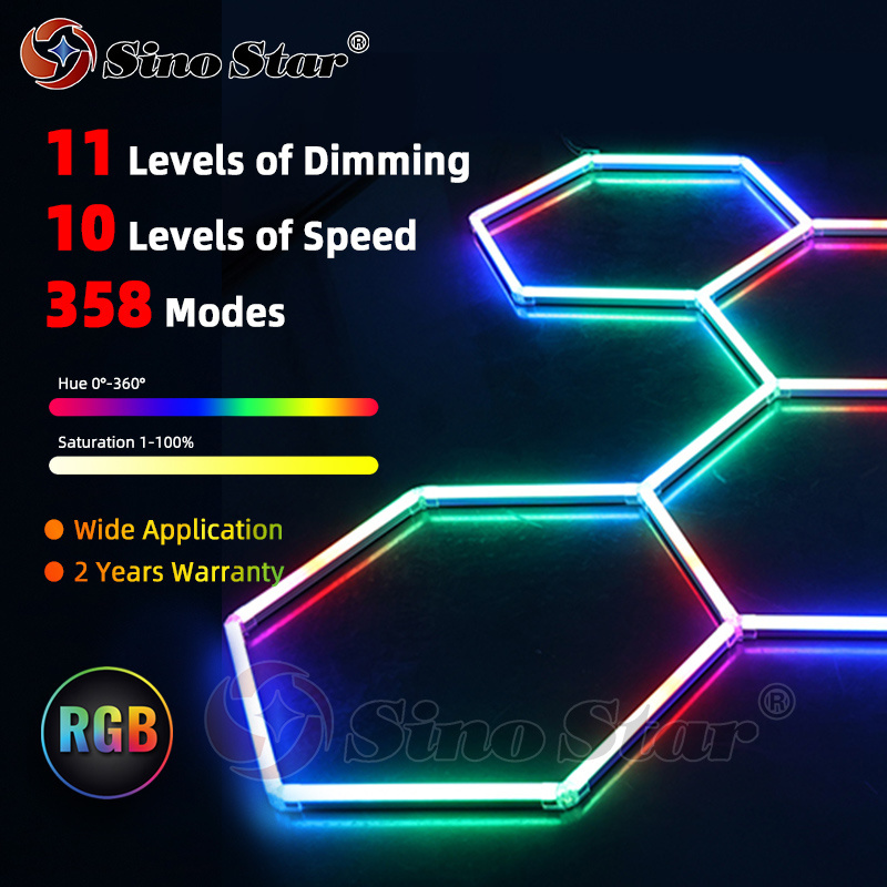 RGB LED Hexagon Lights with Vibrant Color Changing Hex LED light Connect Plug Night Light Gaming Room Decoration Honeycomb Lamp