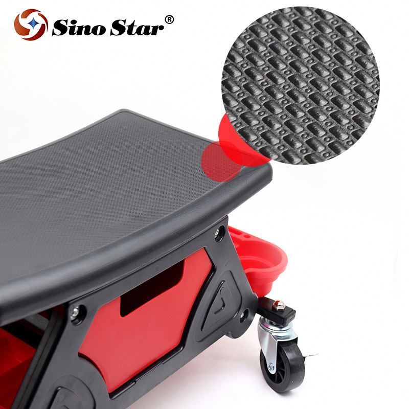 Car Wash Tool Auto Detailing Rolling Stool Creeper Seat with Tools Organizer and Extra Storage Trays