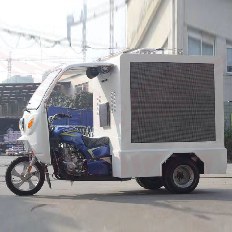 SINOSWAN SR20 Mini LED advertising tricycle with three sides LED screen for viliage and small churches crusade use