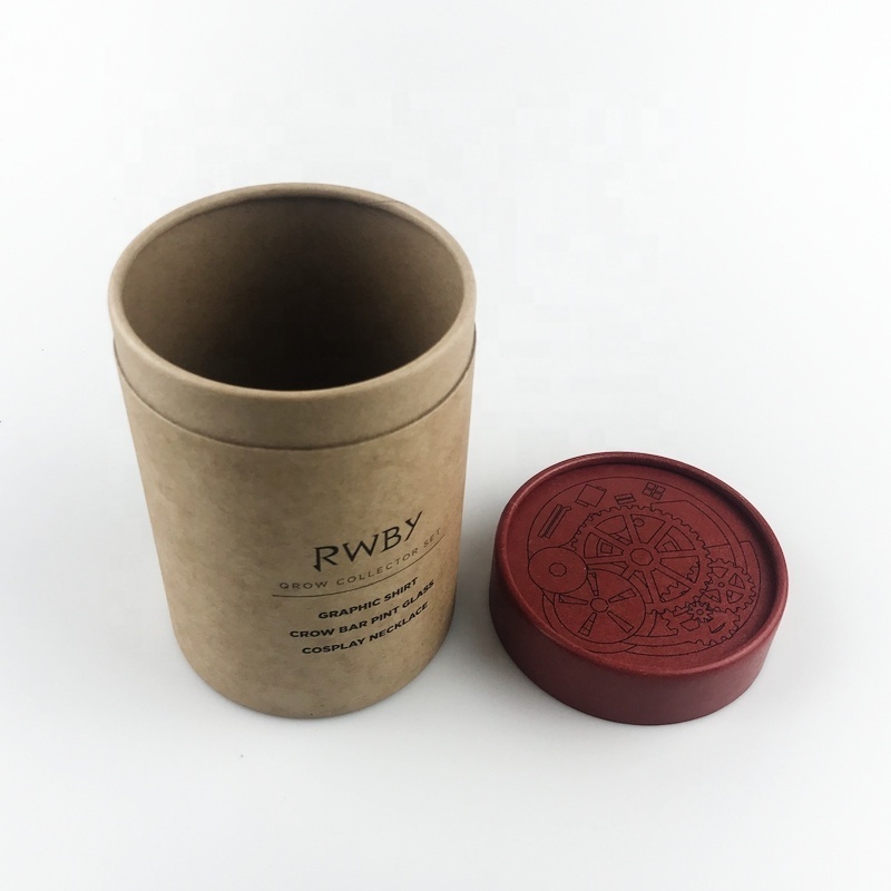 Customized Sizes and Logo Natural Kraft Look Cylinder Cardboard Tube Packaging