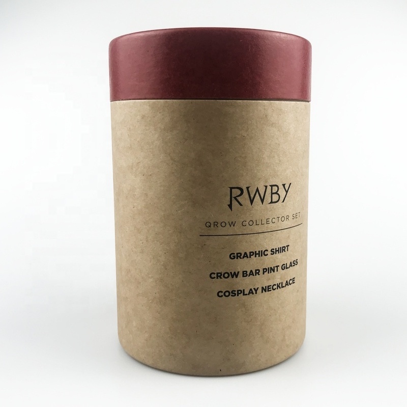 Customized Sizes and Logo Natural Kraft Look Cylinder Cardboard Tube Packaging