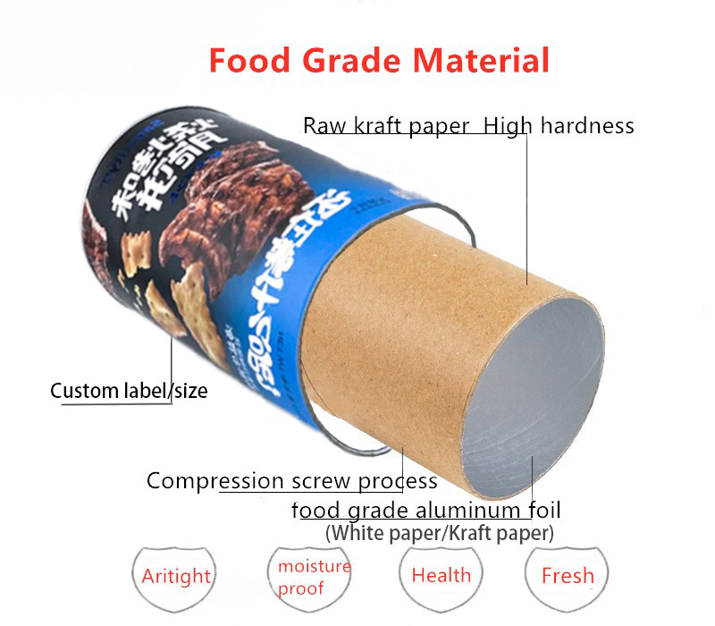 Custom kraft paper tube food grade small tin can airtight aluminum lid powder coffee tea canister packaging