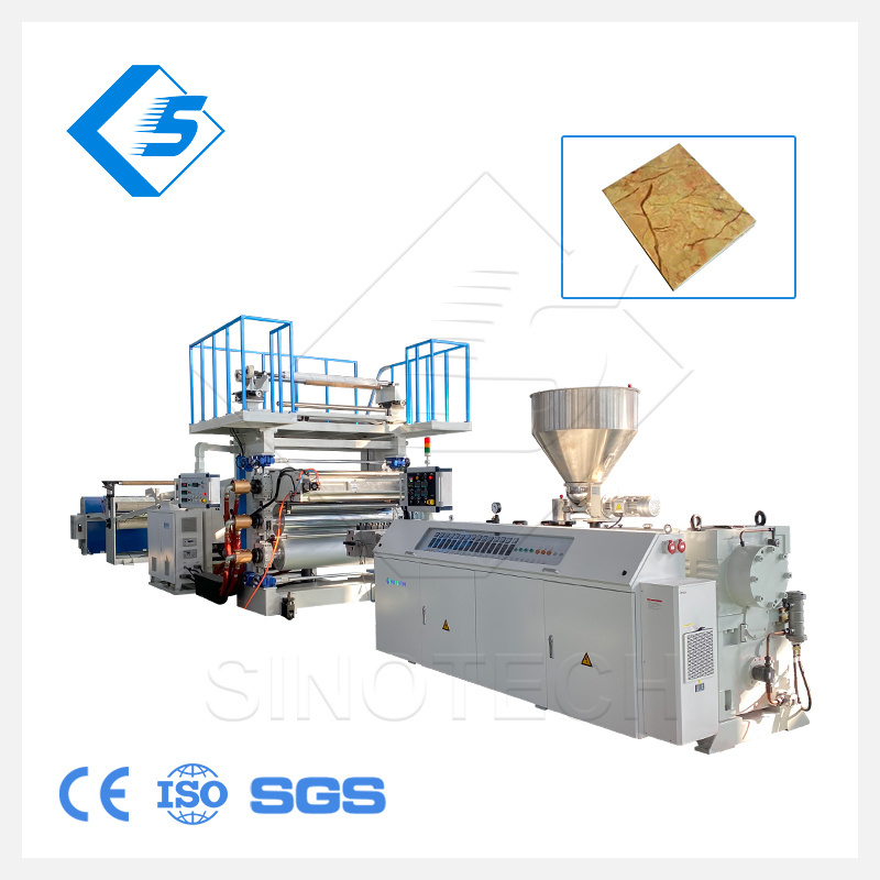 Sinotech PVC Imitation/Artificial Marble Decoration Sheet/Board/Plate Making Machine with UV Coating Panel Extruder