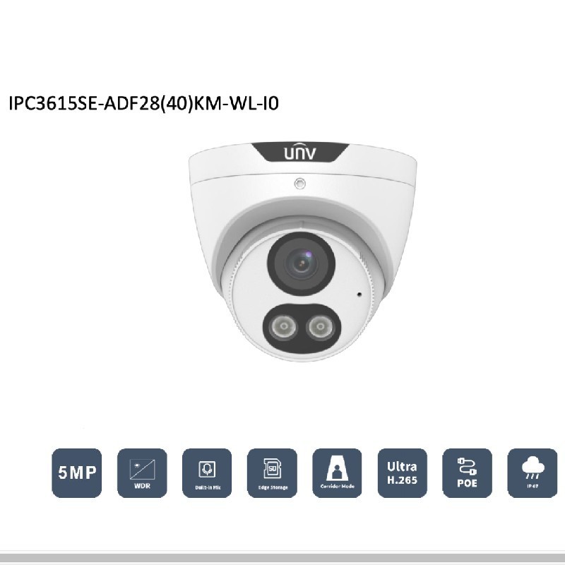 UNV uniview Outdoor HD 5MP IP POE  Two Way Audio Light and Audible Warning Fixed Eyeball IR Security CCTV Surveillance