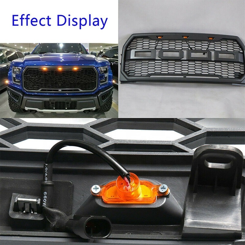 3PCS Amber LED Grille Running Light Bulbs DRL Marker Lamp for Ford F150 Raptor