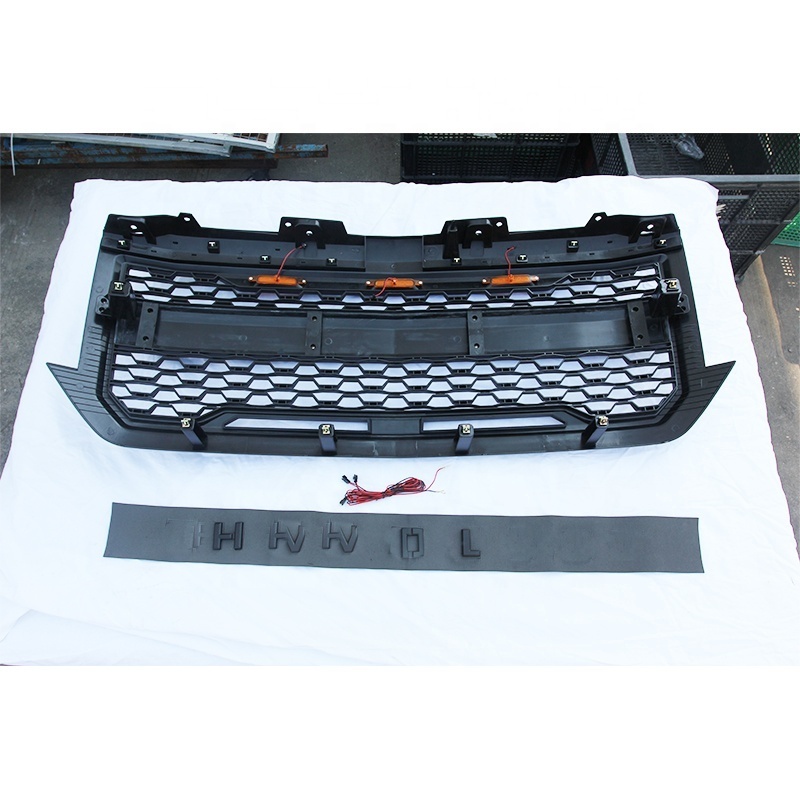 Front  matt Black Grille For  Chevrolet Silverado 1500 2016-2018 with LED Amber Lights