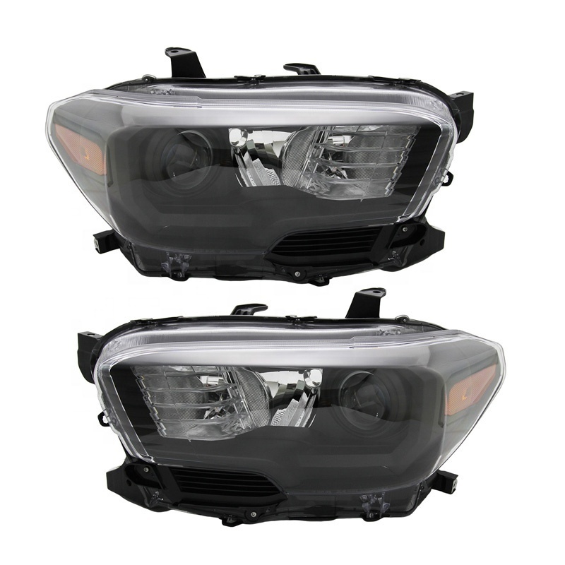 Front Bumper Headlight (W/O LED DRL)Black For Toyota Tacoma 2016-2021