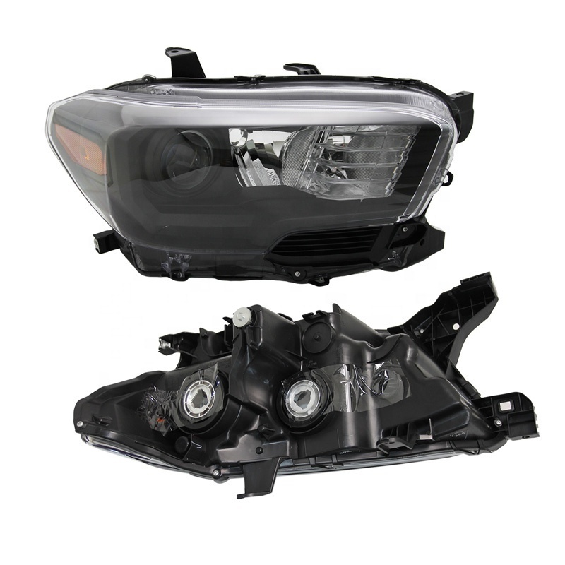 Front Bumper Headlight (W/O LED DRL)Black For Toyota Tacoma 2016-2021