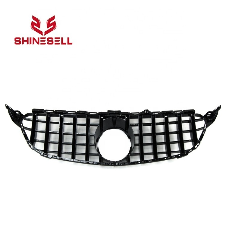 Silver Chrome Front grill GT GTR grille without hole for Mercedes Benz W205 C CLASS  C180 C200 C250 C300 C350 2015 - 2018