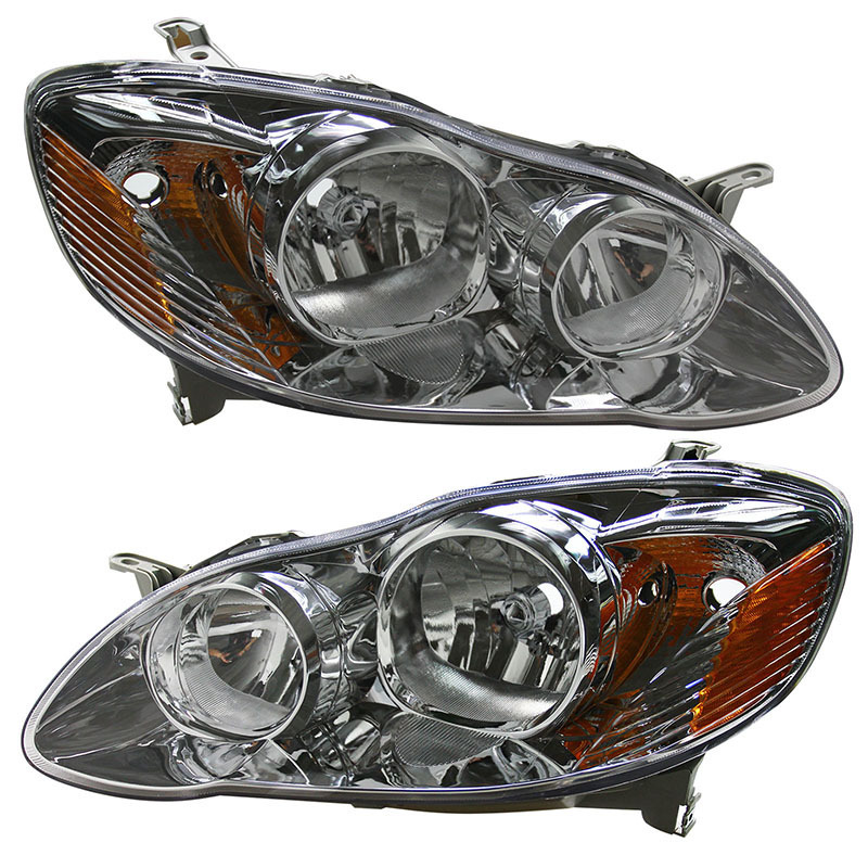 03-08 HEADLIGHT FOR TOYOTA COROLLA CHROME HOUSING AMBER CORNER HEADLIGHT REPLACEMENT LAMPS