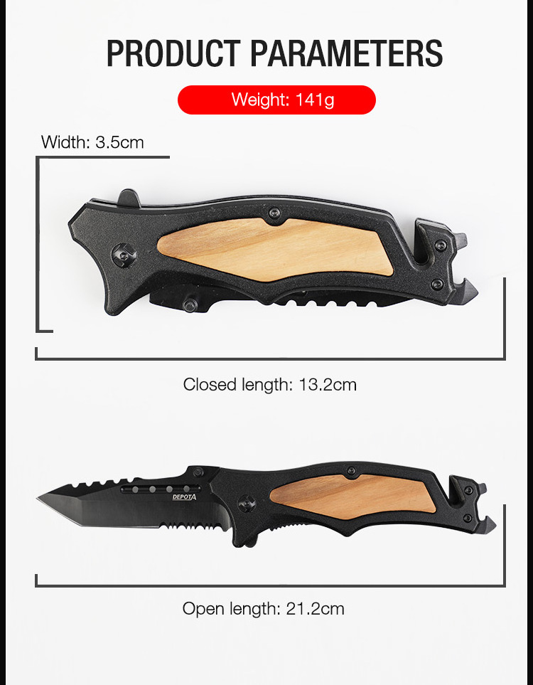 custom wood pocket sharp cutting knifes outdoor survival cutter stainless steel small camping folding hunting pocket knife