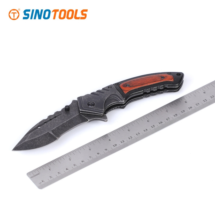 best gift edc black folding stainless steel blade wood handle outdoor camping survival pocket hunting knife