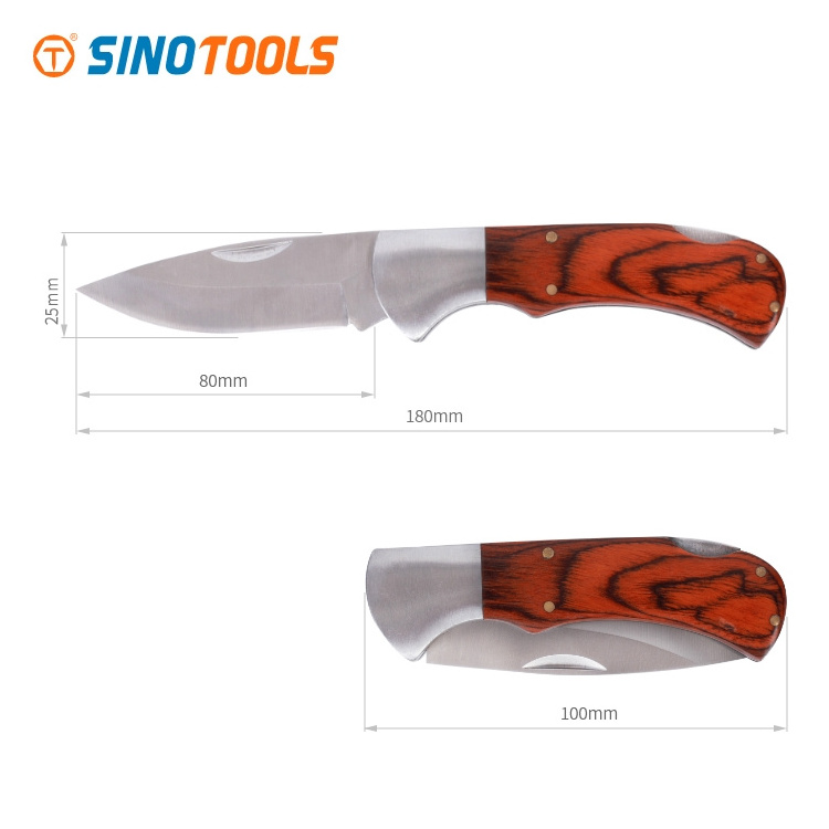 Sinotools steel blade wood handle hunting knives tactical pocket outdoor tool survival folding camping knife