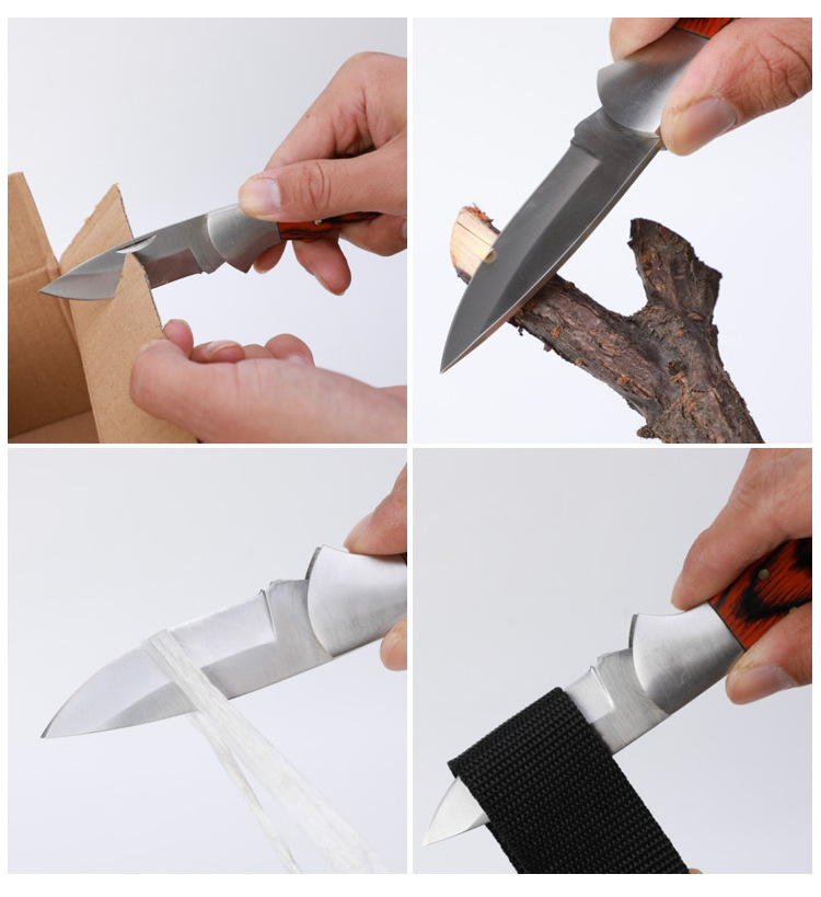 Sinotools steel blade wood handle hunting knives tactical pocket outdoor tool survival folding camping knife