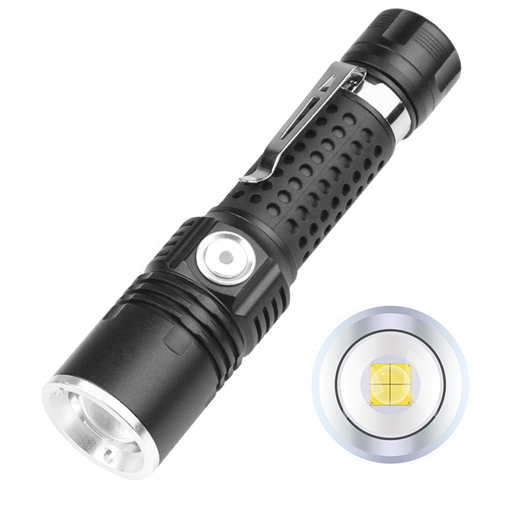 LED aluminum alloy flashlight Multifunctional strong light rechargeable flashlight household long-range flashlight