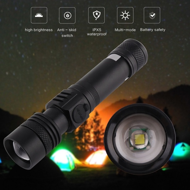 Small Ultra Bright Zoomable Torch Light for Camping Emergency flashlight with Clip Buckle 2 Pack rechargeable Flashlight