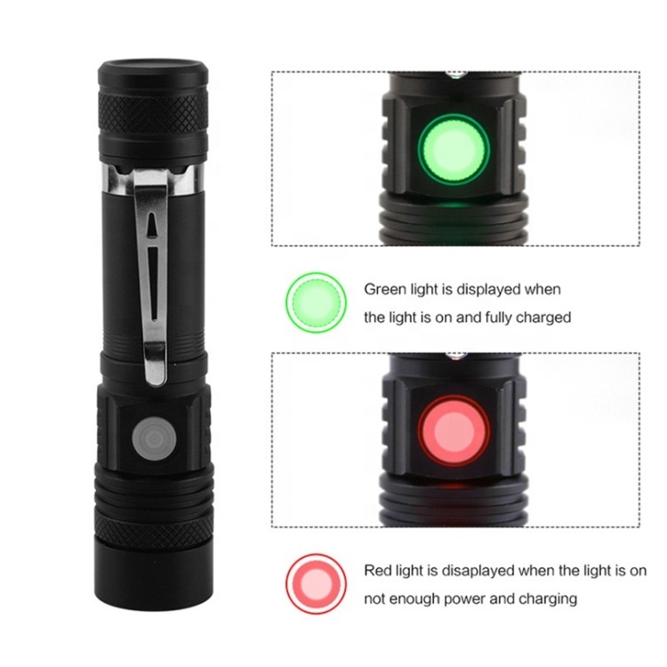 Small Ultra Bright Zoomable Torch Light for Camping Emergency flashlight with Clip Buckle 2 Pack rechargeable Flashlight