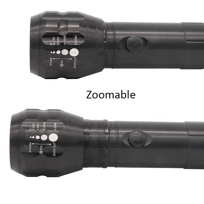 High Power 3Watt LED Torch Heavy Duty Outdoor Torch Zoom Rechargeable Flashlight With Nylon Strap Compass 3xD batteries