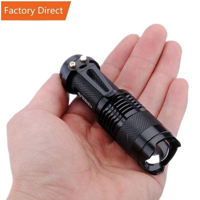 Customized High Power Waterproof Zoomable Mini Torch sk68 14500/AA Powered Q5 Tactical Mini Led Flashlight with clip for Camping