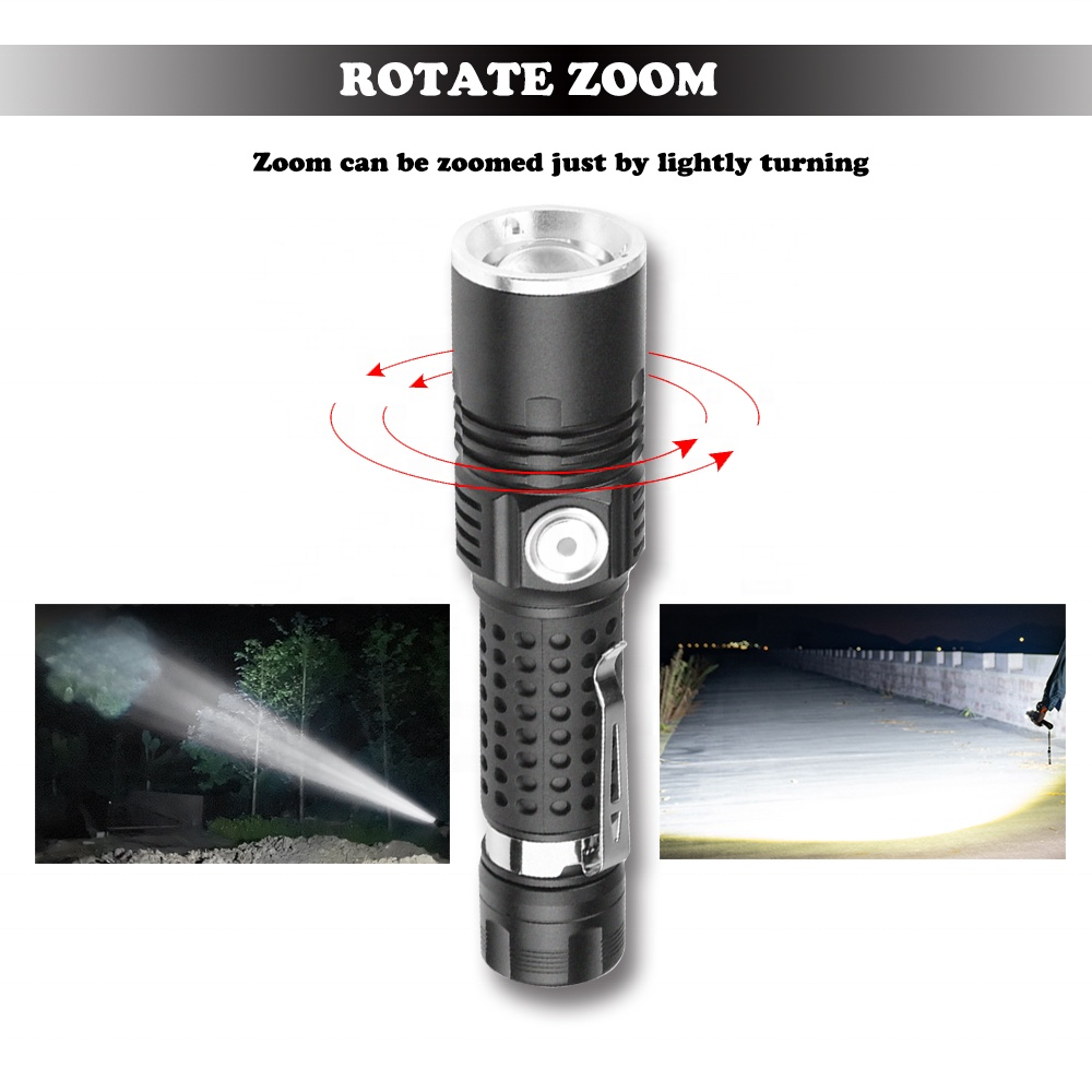 LED aluminum alloy flashlight Multifunctional strong light rechargeable flashlight household long-range flashlight