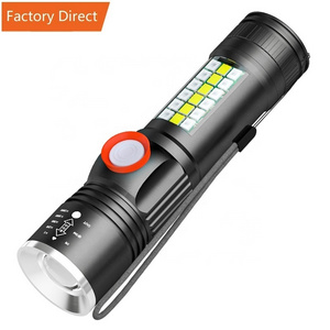 Manufacturer Multifunctional Flashlight Aluminium COB LED Camping Mini Rechargeable Torch Light Flashlights