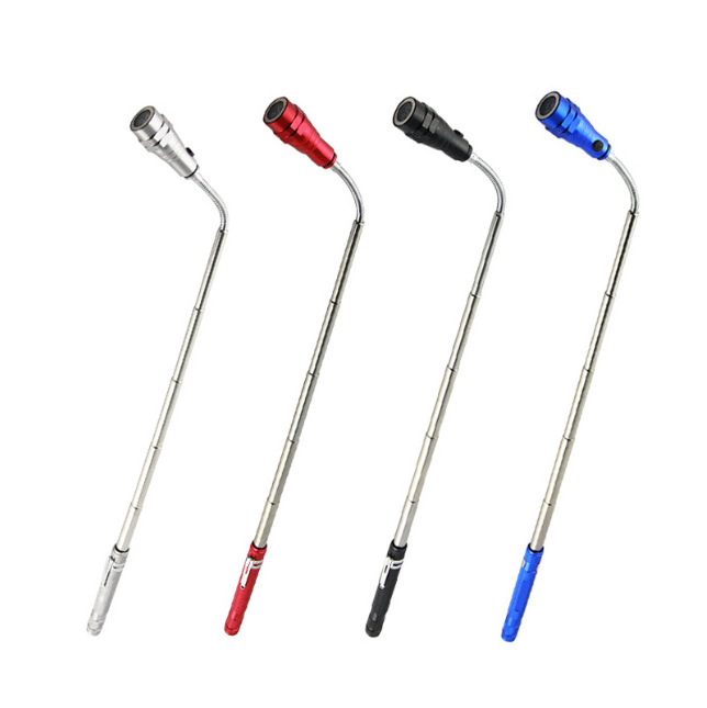 Extendable Strong Head+Tail Magnet Telescopic Pick Up Tool Flexible 3 leds Flashlight For Industrial Emergency Working