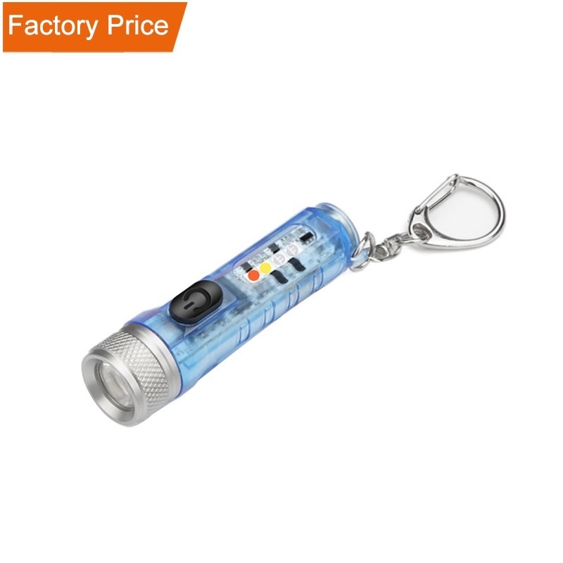 Mini Torch with Buckle UV Red LED Flashlight USB Rechargeable Tactical Keychain Pocket Lamp Waterproof Light for Outdoor