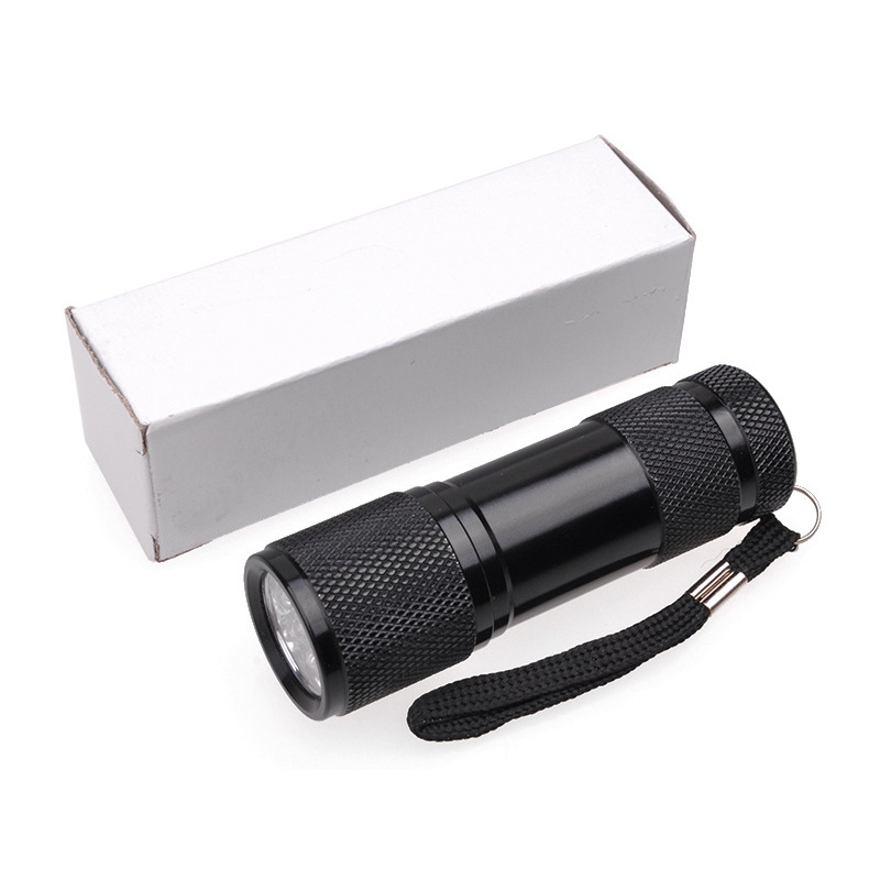 395nm UV LED Flashlight Mini led torch flashlight fake money detector Promotion Gift 9leds Mini White Light flashlight