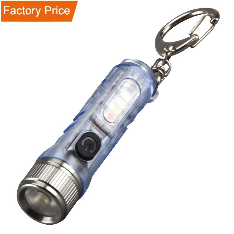 Mini Torch with Buckle UV Red LED Flashlight USB Rechargeable Tactical Keychain Pocket Lamp Waterproof Light for Outdoor