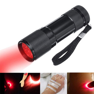 Cheap 9 LED Red Light Flashlight Portable Mini Red Light Torch for Vein Finder Hunting Night Vision infrared flashlight